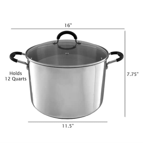 Ecolution Pure Intentions StockPot, with Glass Lid, Stainless Steel, 12 Quart