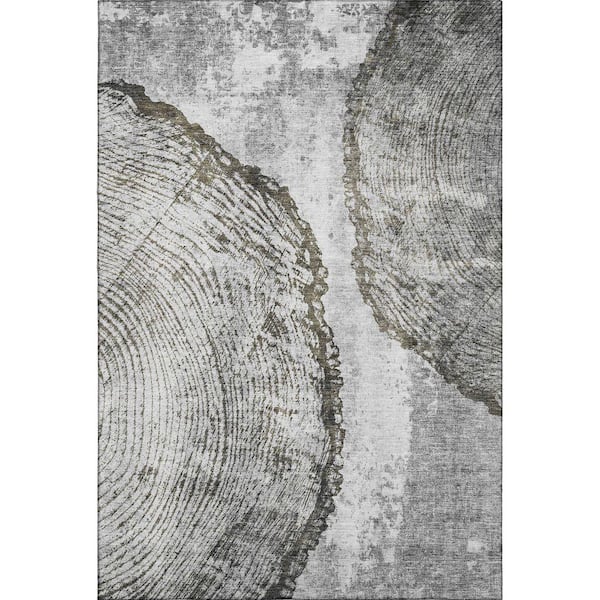 Mayfield Premium Machine Washable Indoor/Outdoor Geometric AMF649 Gray 10 ft. x 14 ft. Area Rug