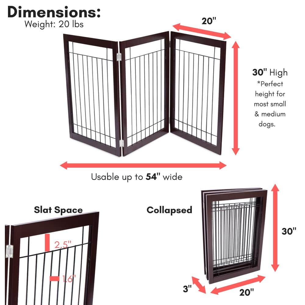 Espresso Freestanding Expandable Metal and Wood Pet Gate