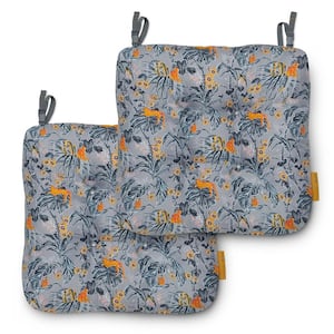 Vera Bradley 19 in. L x 19 in. W x 5 in. Thick, 2-Pack Patio Chair Cushions in Rain Forest Toile Gray/Gold