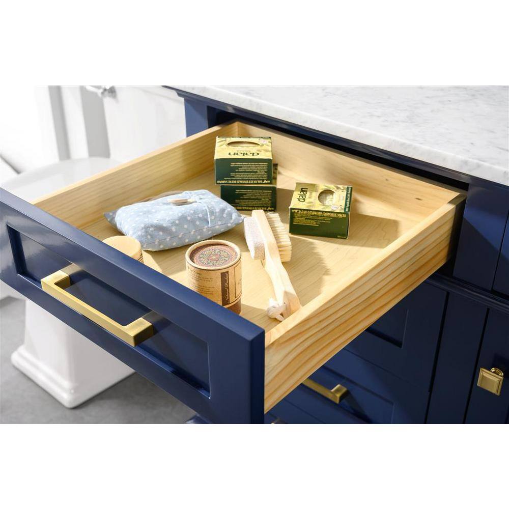 Blue 60" Single Sink Vanity with Carrara Marble Top