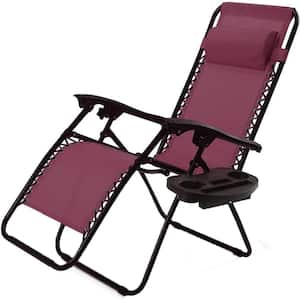 Versatile Black Flexible Aluminum Outdoor Lounge Chair in Wine (Set of 1)