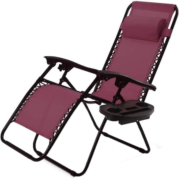 ITOPFOX Versatile Black Flexible Aluminum Outdoor Lounge Chair in Wine (Set of 1)