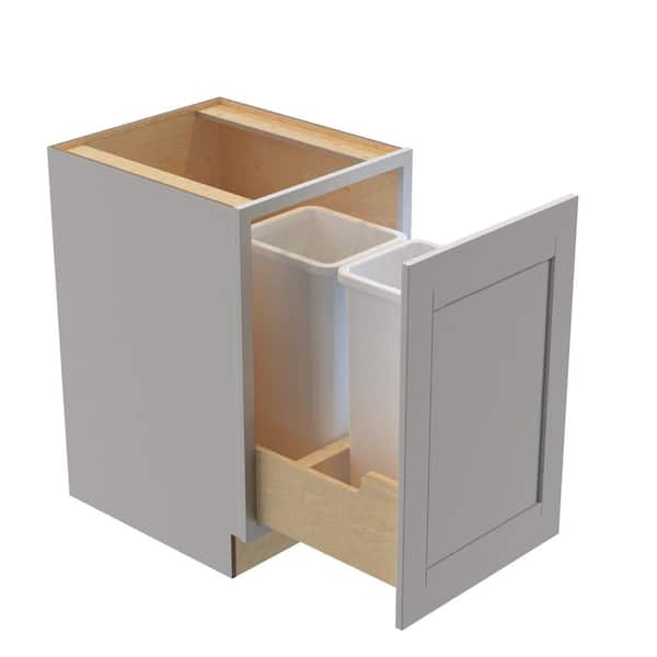 Washington Veiled Gray Plywood Shaker Assembled Trash Can Kitchen Cabinet 2 Can FH 21 in. W x 24 D in. x 34.5 in. H