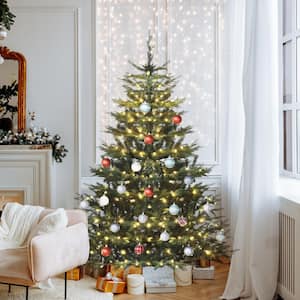 6.5 ft. Pre-lit LED Aspen Fir Artificial Christmas Tree PE and PVC with Warm White Light, Green