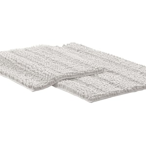 2-Pack Chenille Noodle 21x34 inch bath mat with non-slip White