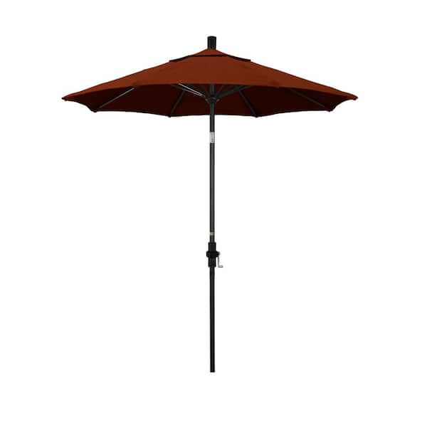 California Umbrella 7.5 ft. Matted Black Aluminum Market Collar Tilt Patio Umbrella Fiberglass Ribs and in Brick Pacifica