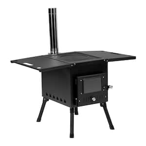 Wood Burning Steel Stove With Chimney For Camping Hiking Picnic
