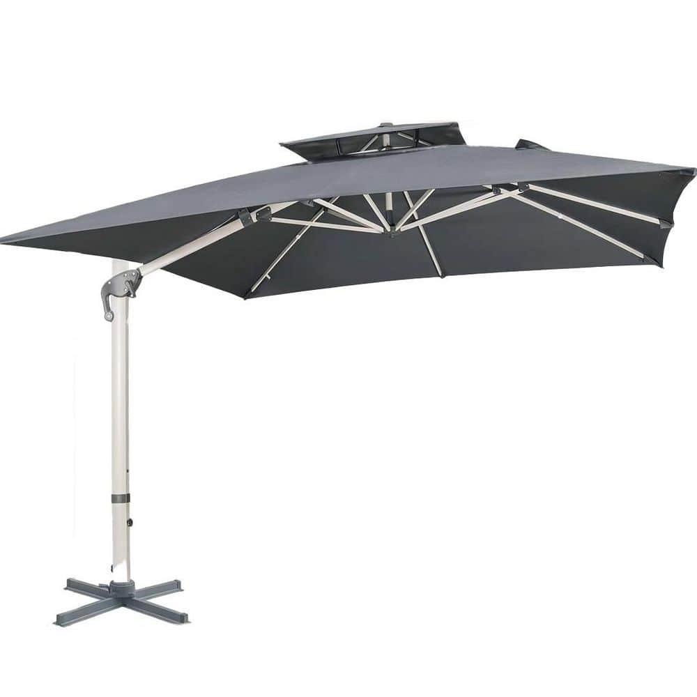 10 ft. Aluminum Cantilever Market Solar Tilt Patio Umbrella in Grey Gray price history on PriceWatchPro