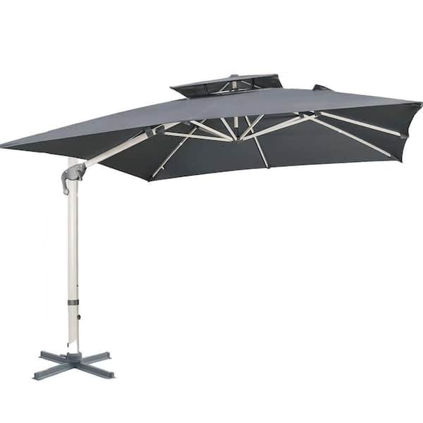 10 ft aluminum pole cantilever solar patio umbrella Albert ft. Outdoor / Paito Hanging with P WestinTrends which requires weighted base stones Misopily 10 ft. Aluminum Cantilever