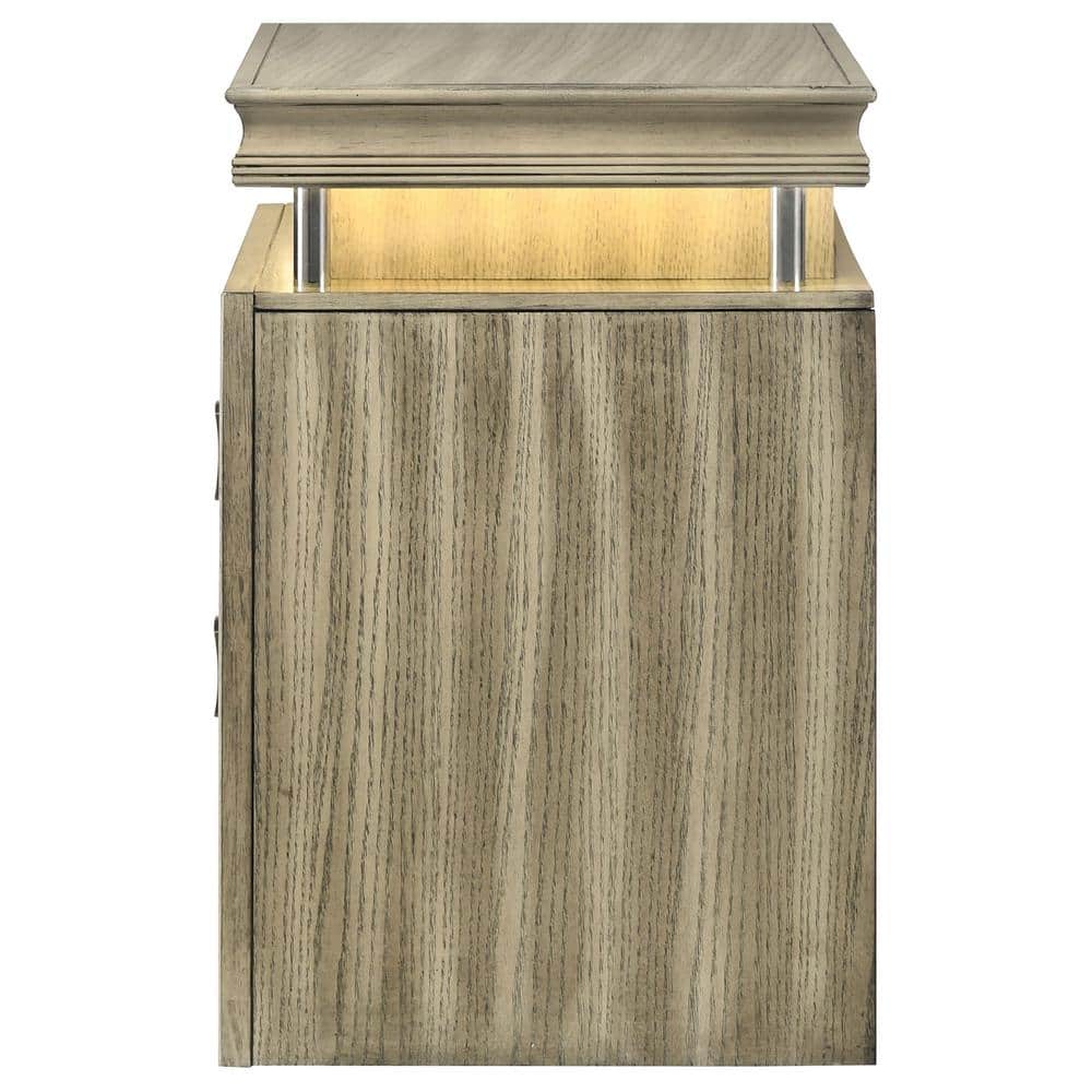 Giselle Beige 3-Drawer Nightstand with LED Light