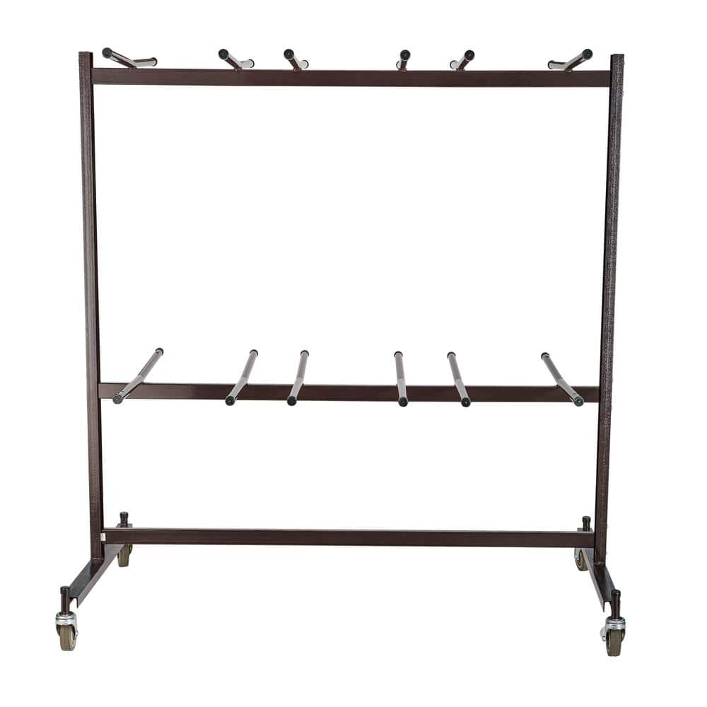 Double-Tier Dark Brown Steel Chair Storage Trolley