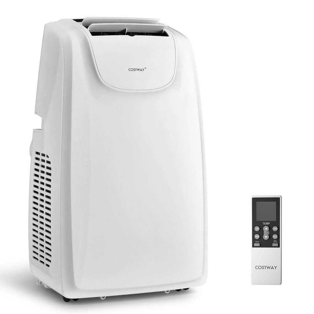 8,000 BTU Portable Air Conditioner Cools 400 Sq. Ft. with Remote Control in White -  Costway, FP10234US-WH