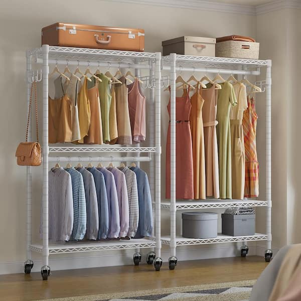 Open Wardrobe on Wheels, With Rods and Shelves,Clothes, Shoes Organizer  Rack 5056029884348