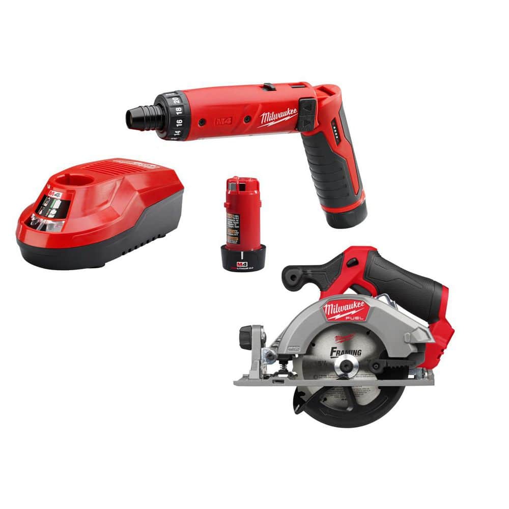 M4 4V Lithium-Ion Cordless 1/4 in. Hex Screwdriver 2-Battery Kit, & Circular Saw price history on PriceWatchPro