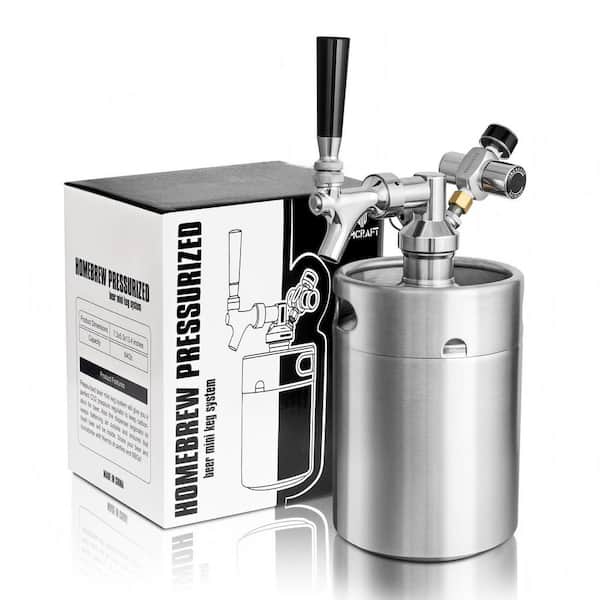 64 oz. Pressurized Mini Keg Growler, Portable Stainless Steel Beer Keg with CO2 Regulator, Keeps Fresh and Carbonation