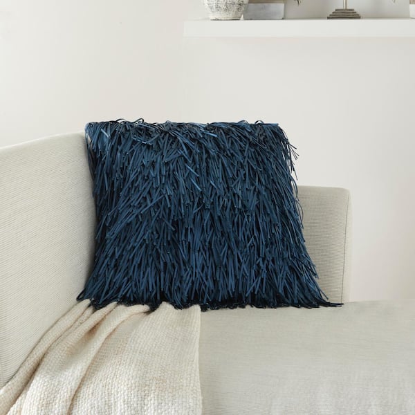 Mina Victory Shag Navy Shag 20 in. x 20 in. Throw Pillow 075989