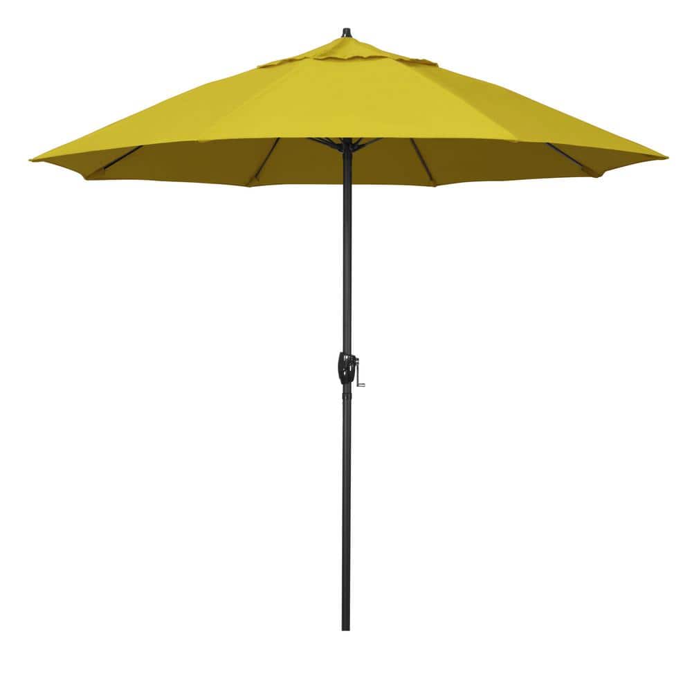 9 ft. Black Aluminum Market Patio Umbrella Fiberglass Ribs and Auto Tilt in Yellow Pacifica price history on PriceWatchPro