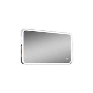 Saffron 31.5 in. W x 19.6875 in. H Lighted Impressions Framed LED Wall Mirror in Stainless Steel