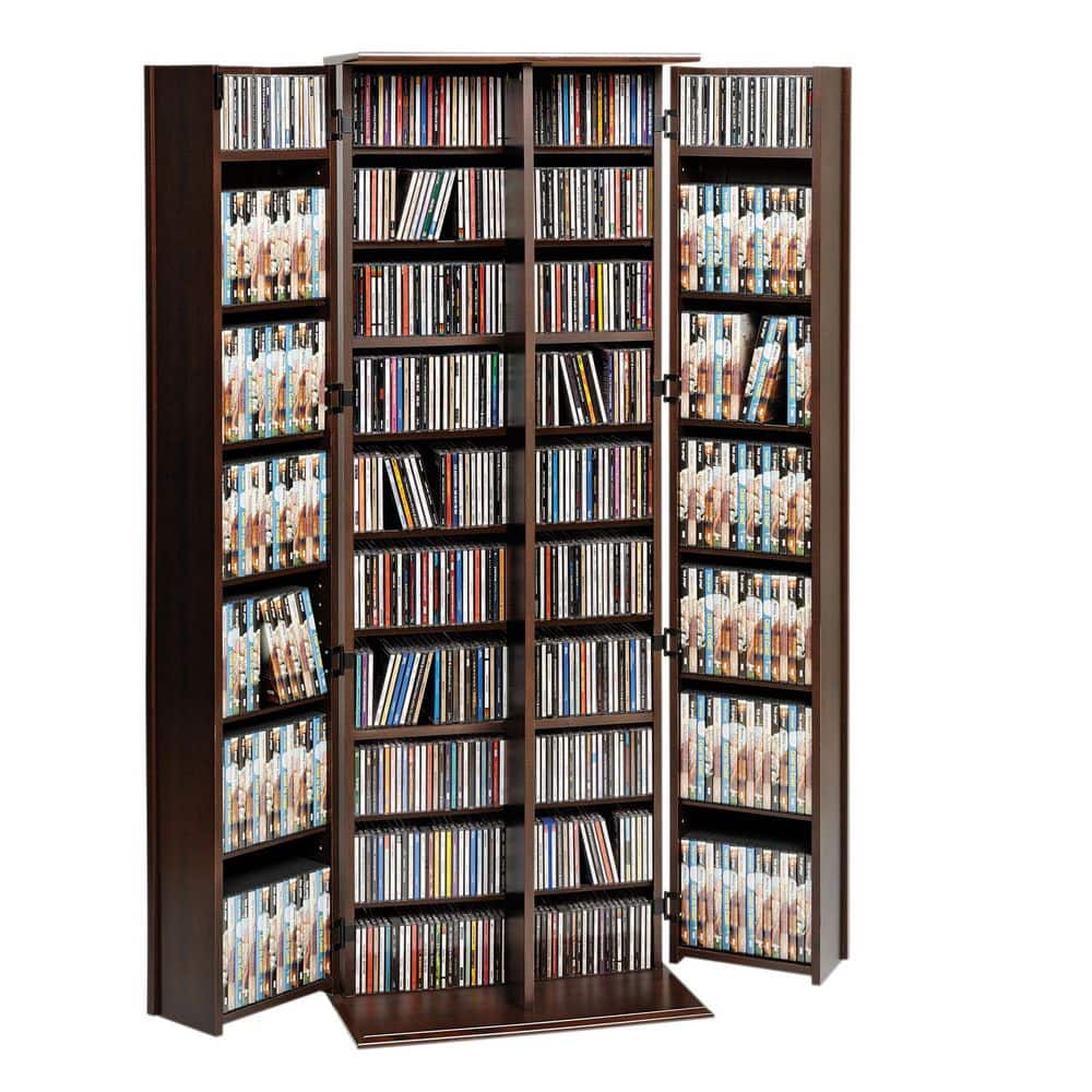 Espresso Grande 70'' Locking Media Storage Cabinet with Adjustable Shelves
