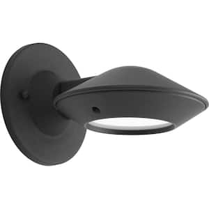 Strata LED Collection 1-Light Black Frosted Glass Modern Outdoor Wall Lantern Light