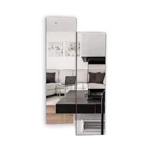 33.09 in. x 9.57 in. x two pieces Rectangular Frameless Decorative Dressing Wall Mount Bathroom Vanity Mirror in Silver