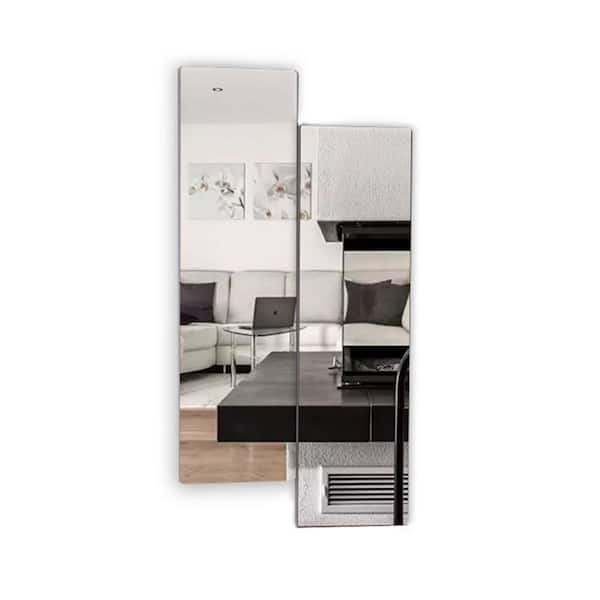 Whatseaso 33.09 in. x 9.57 in. x two pieces Rectangular Frameless Decorative Dressing Wall Mount Bathroom Vanity Mirror in Silver