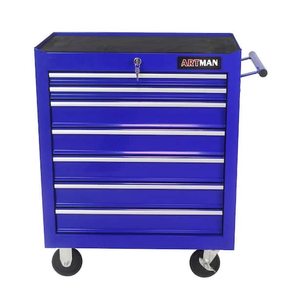 24.2 in. 7 DRAWERS MULTIFUNCTIONAL Tool Cart WITH WHEELS-BLUE