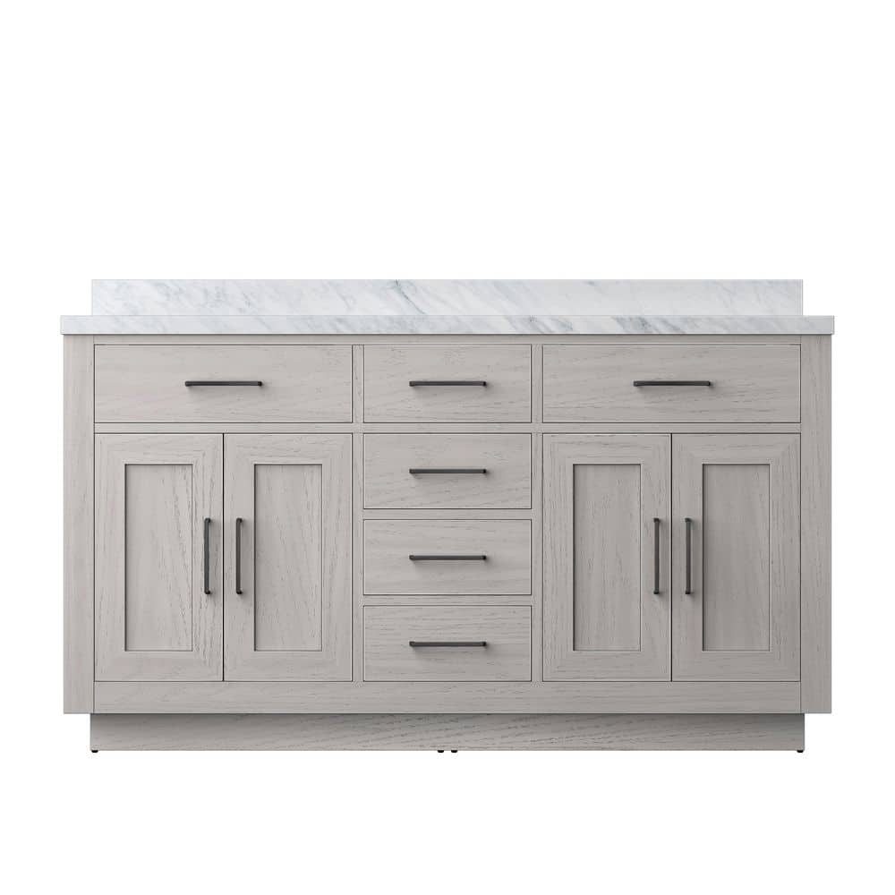 Condor 60 in. W x 22 in. D White Oak Double Bath Vanity with Carrara Marble Top price history on PriceWatchPro
