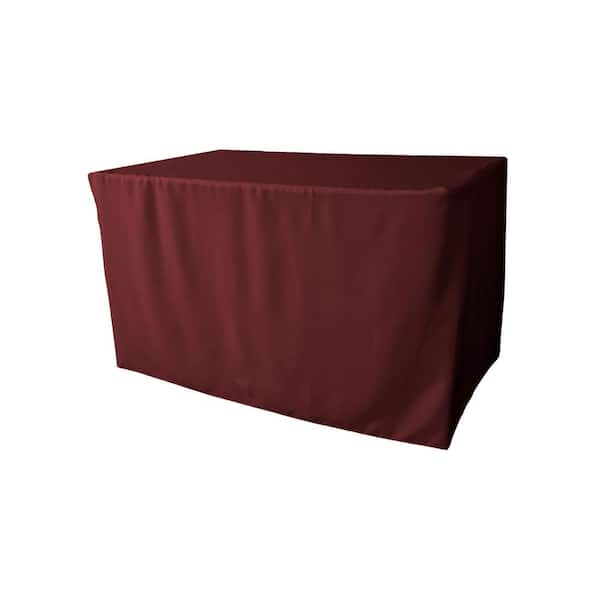 LA Linen 48 in. L x 30 in. W x 30 in. H Burgundy Polyester Poplin Fitted Tablecloth