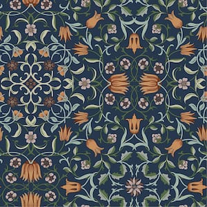 No 1 Holland Park Floral Blue Non-Pasted Non Woven Wallpaper