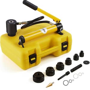 10 Ton Hydraulic Knockout Punch Driver Kit Hole Tool 1/2 in. - 2 in. with 6 Dies