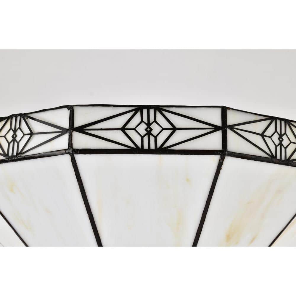 Elegant White Stained Glass Torchiere Floor Lamp Set