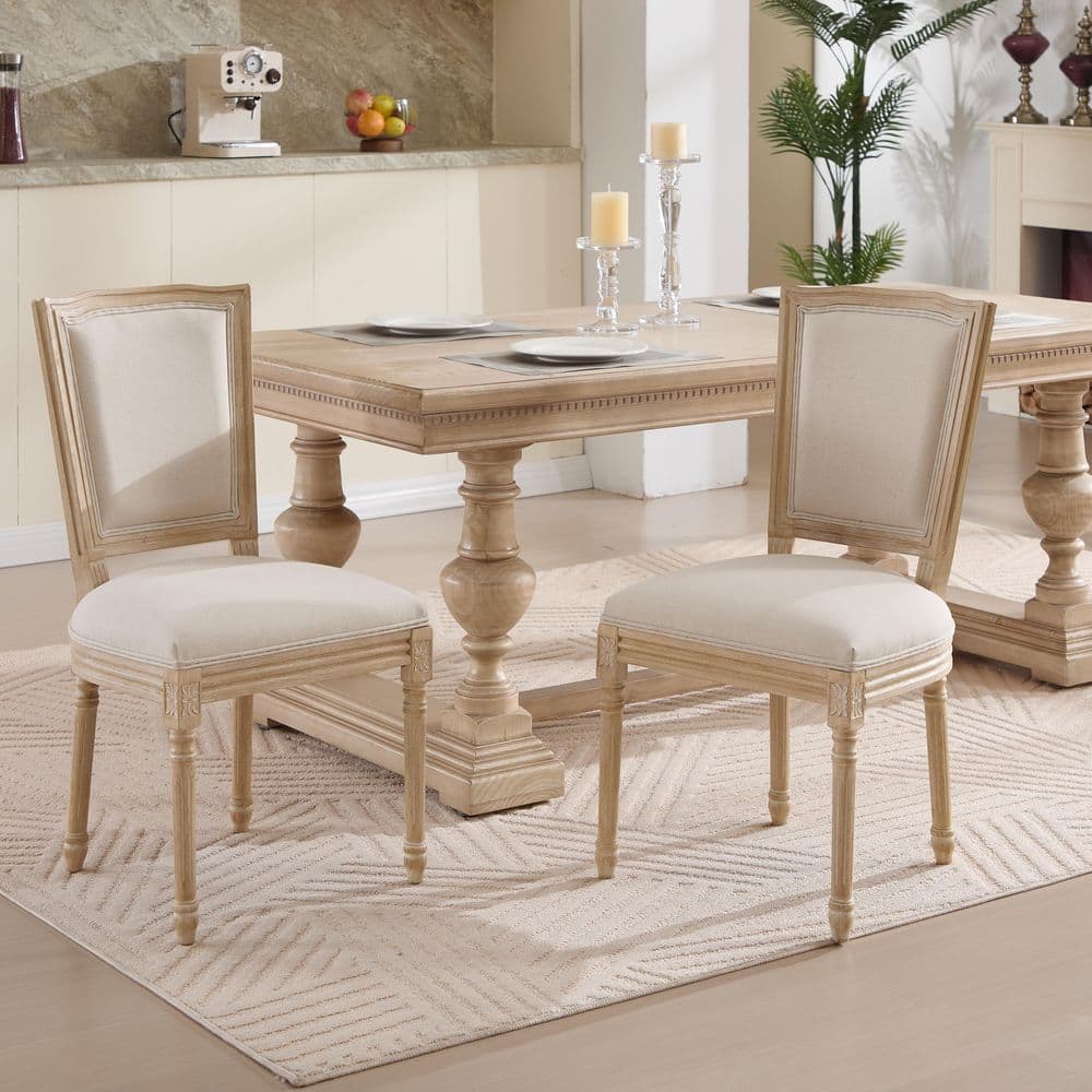 Lorelei Beige Cotton Linen Sponge Backrest Armless Dining Chair (Set of 2) with T-Shaped Back price history on PriceWatchPro