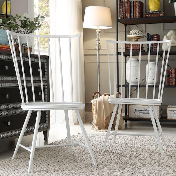 HomeSullivan Walker White Wood and Metal High Back Dining Chair (Set of 2)