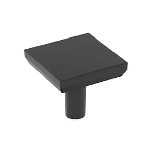 Chamfered Edge 1-1/16 in. Modern Matte Black Square Cabinet Knob