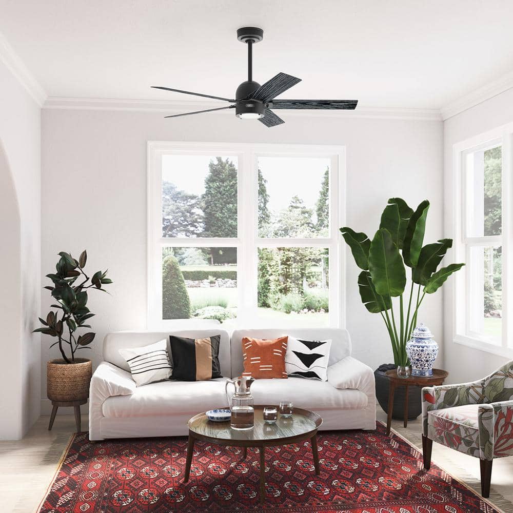 Erling Matte Black 52" Ceiling Fan with LED Light and Remote