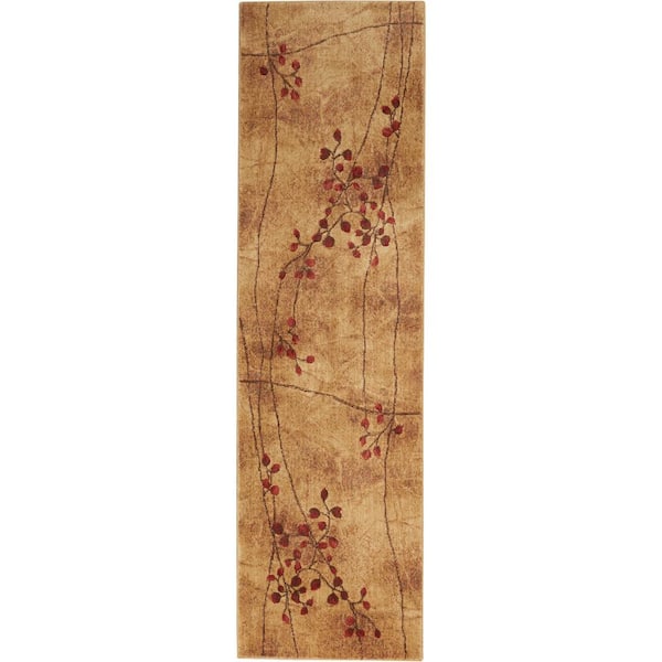 Nourison Somerset Latte 2 ft. x 6 ft. Oriental Modern Kitchen Runner Area Rug