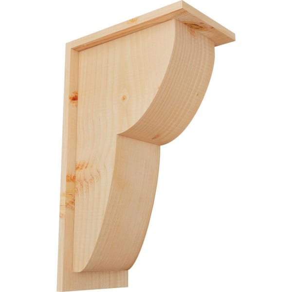 Ekena Millwork 7-1/2 in. x 12 in. x 20 in. Douglas Fir Crestline Smooth Corbel with Backplate