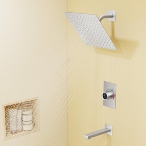 8 in. Wall Mount Single Handle 1-Spray Tub and Shower Faucet 2.5 GPM in. Brushed Nickel (Valve Included)