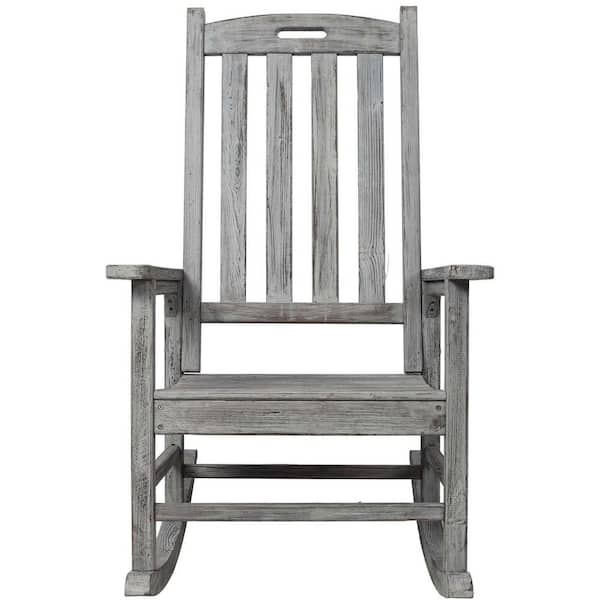 Unbranded Gray Wood Outdoor Rocking Chair, Classic Vintage Style Chairs, Patio Porch Rockerr for Garden, Lawn, Balcony, Backyard