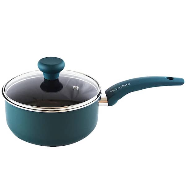 Taste of Home 2 qt. Aluminum Nonstick Sauce Pan in Sea Green with Lid