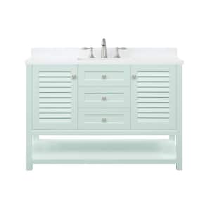 Grace 48 in. W x 22 in. D Bath Vanity in Minty Latte with Cultured Marble Vanity Top in White with White Basin