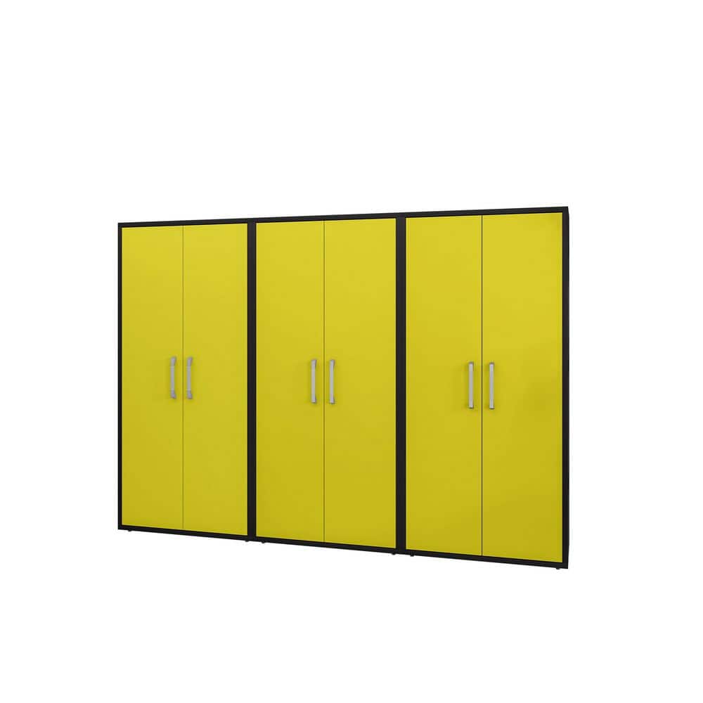 Eiffel 35.43 in. W x 73.43 in. H x 17.72 in. D 4-Shelf Freestanding Cabinet in Black and Yellow (Set of 3) price history on PriceWatchPro