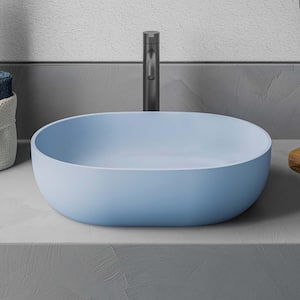 19 in. Pacific Blue EpiStone Solid Surface Modern Bathroom Vessel Sink