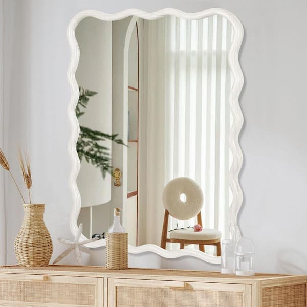 White 28 in W x 40 in. H Farmhose Rectangle Wood Framed Mirror YJ