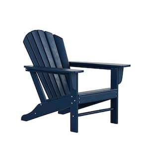 Mason Navy Blue Poly Plastic Outdoor Patio Classic Adirondack Chair, Fire Pit Chair