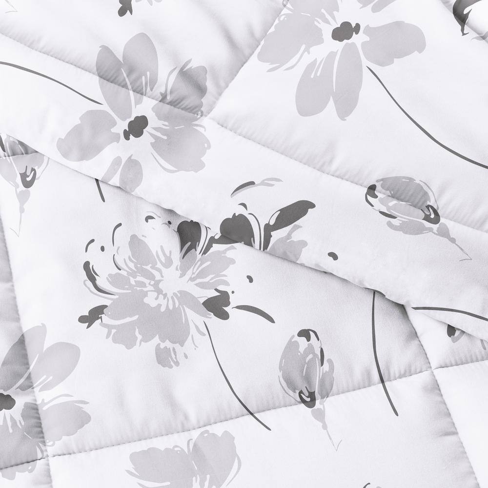 King Light Gray Microfiber Down Alternative Comforter Set
