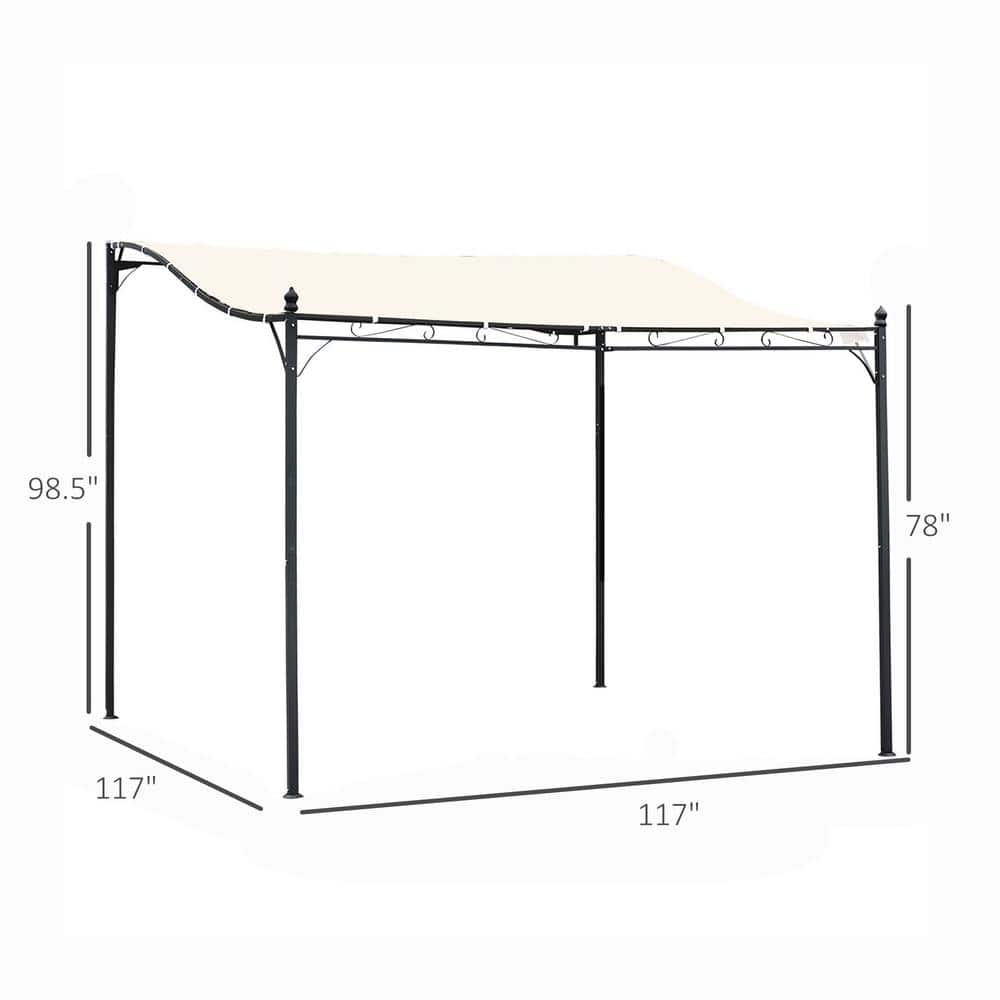 10' x 10' Black Steel Patio Pergola with Cream Canopy