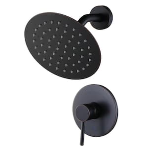 Round 2-Spray Patterns with 1.6 GPM 8 in. Wall Mount Rain Fixed Shower Head in Oil Rubbed Bronze